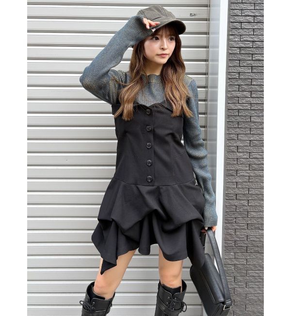 MURUA「タックバルーンミニジャンスカ」|ジャンパースカート|