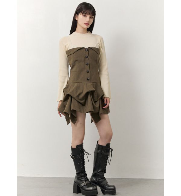 MURUA「タックバルーンミニジャンスカ」|ジャンパースカート|