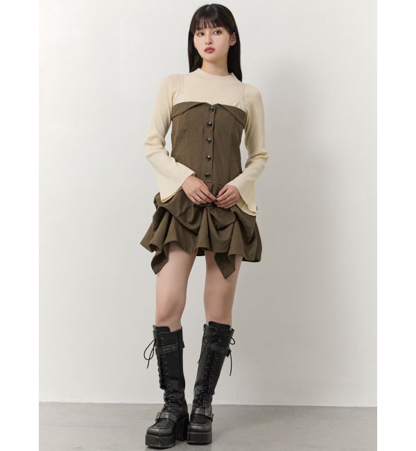 MURUA「タックバルーンミニジャンスカ」|ジャンパースカート|