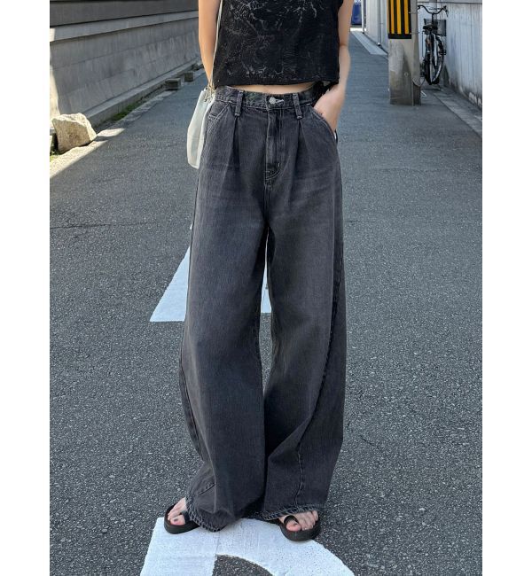 Ungrid「ウエストタックカーブデニム」|デニム|