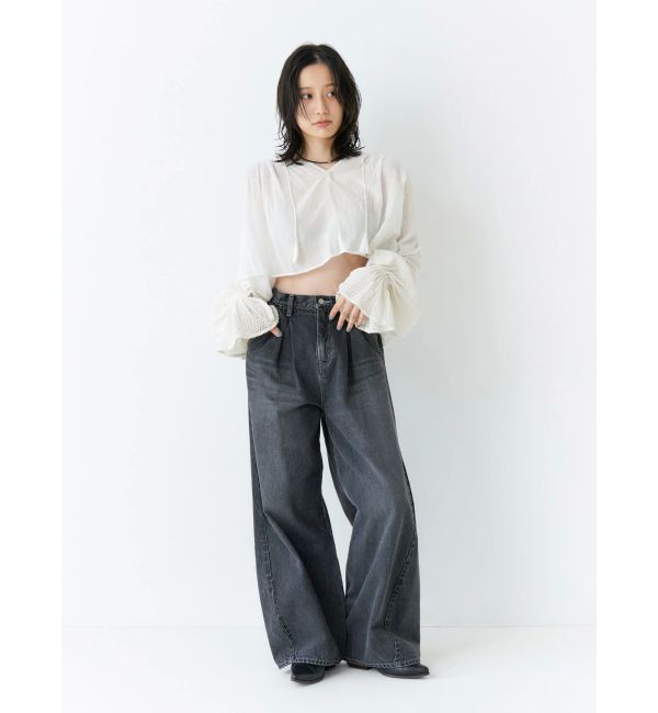 Ungrid「ウエストタックカーブデニム」|デニム|
