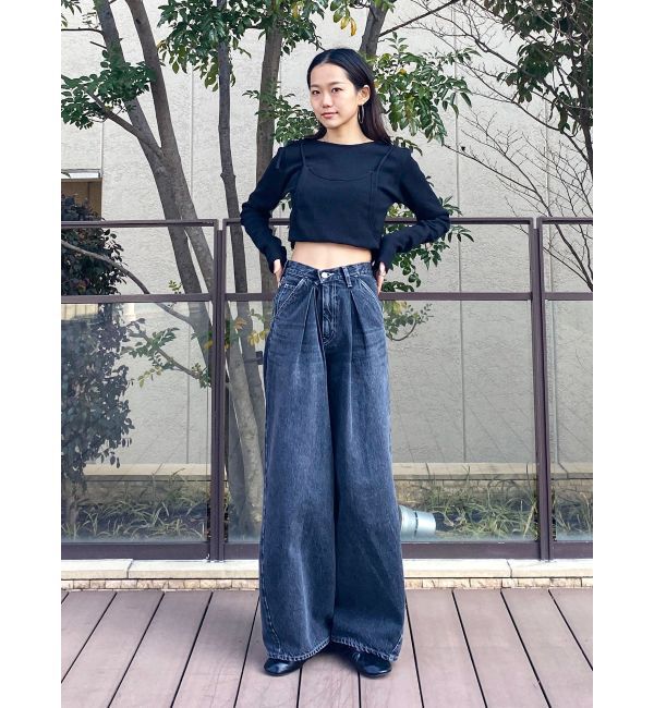 Ungrid「ウエストタックカーブデニム」|デニム|