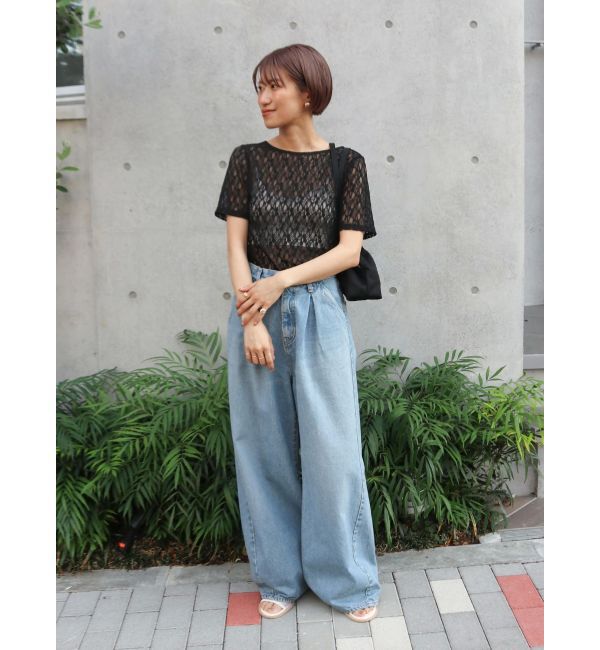 Ungrid「ウエストタックカーブデニム」|デニム|