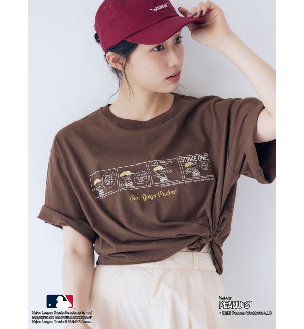 Ungrid「【MLB&times;PEANUTS】ロゴTee」|Tシャツ・カットソー|ブラウン