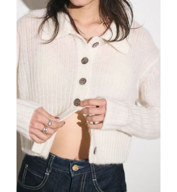 Ungrid「【Htage】透かし編みショートニットカーディガン」|カーディガン|