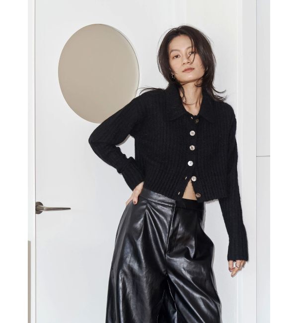 Ungrid「【Htage】透かし編みショートニットカーディガン」|カーディガン|