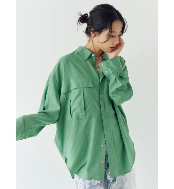 Ungrid「ポケットデザインルーズシャツ」|シャツ・ブラウス|グリーン
