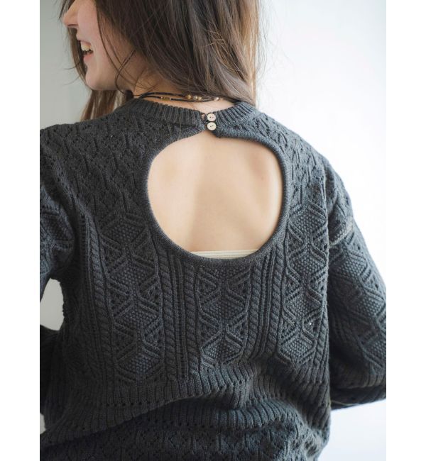 Ungrid「バックオープン透かし編みニット」|ニット・セーター|