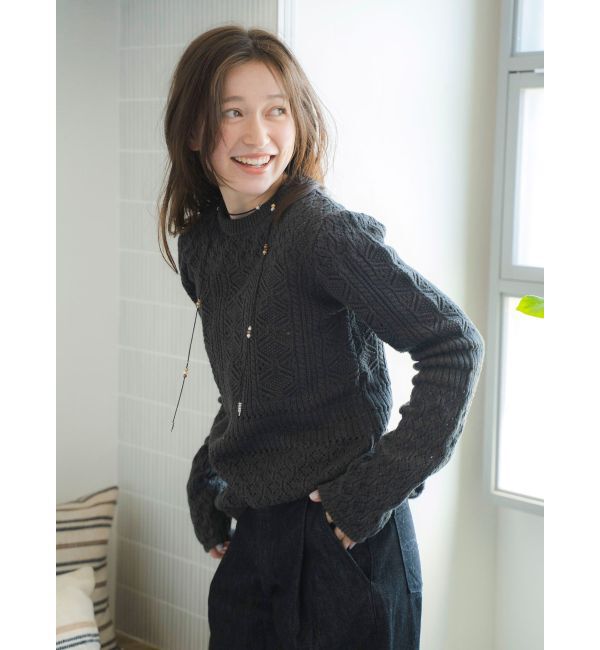 Ungrid「バックオープン透かし編みニット」|ニット・セーター|