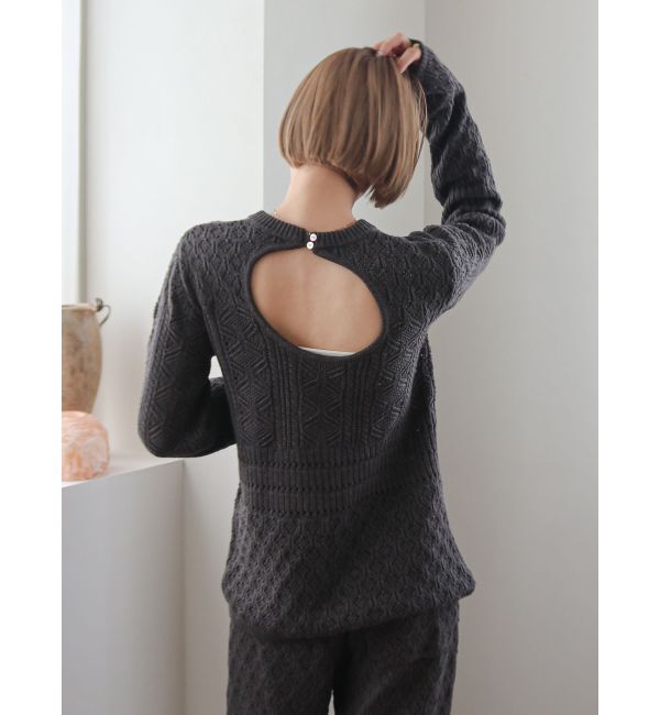 Ungrid「バックオープン透かし編みニット」|ニット・セーター|