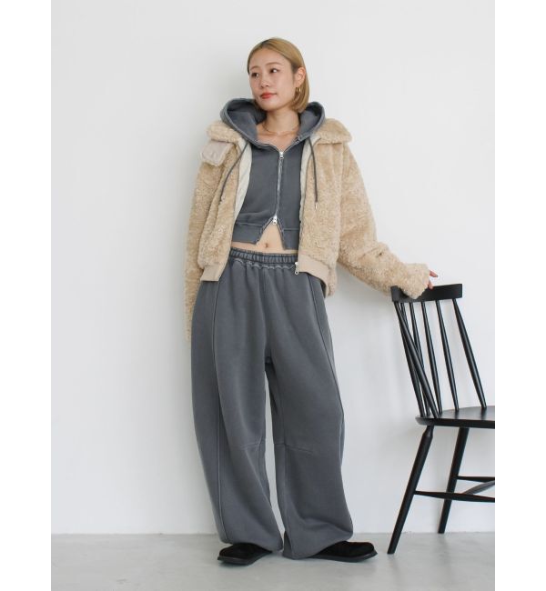 Ungrid「ダブルジップピグメントショートパーカー」|パーカー|