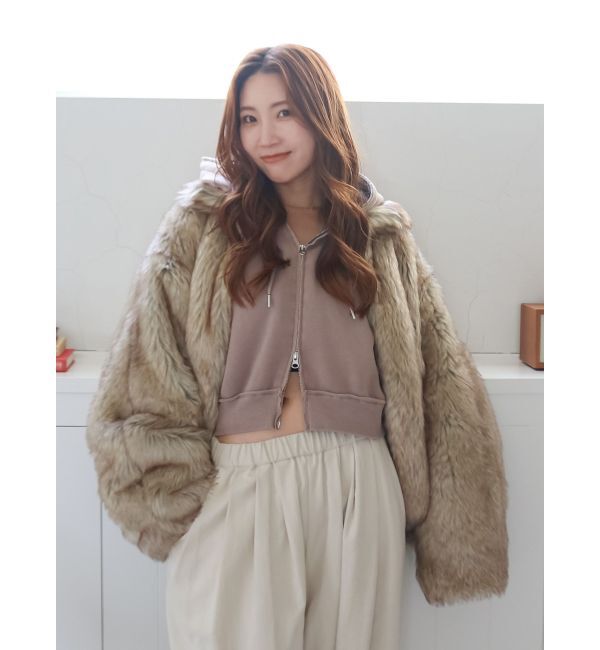 Ungrid「ダブルジップピグメントショートパーカー」|パーカー|