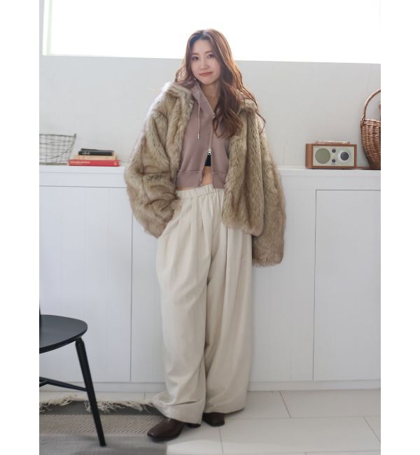 Ungrid「ダブルジップピグメントショートパーカー」|パーカー|