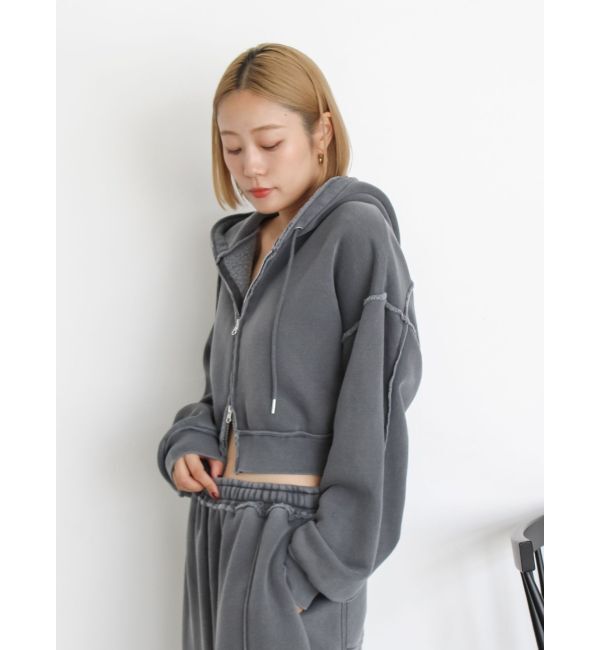 Ungrid「ダブルジップピグメントショートパーカー」|パーカー|