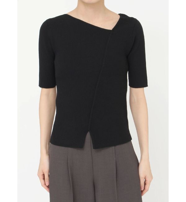 LAGUNAMOON「アシンメトリーリブスリットニットプルオーバー」|ニット・セーター|