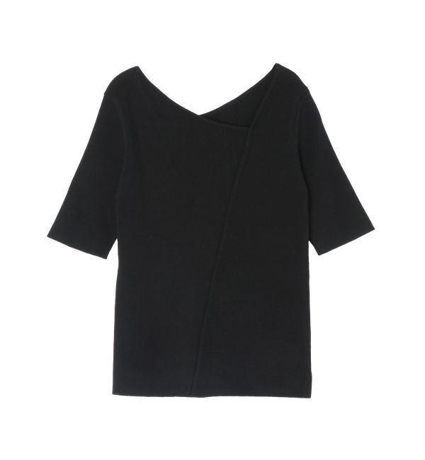 LAGUNAMOON「アシンメトリーリブスリットニットプルオーバー」|ニット・セーター|ブラック