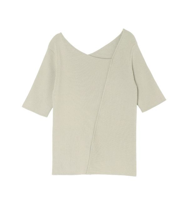 LAGUNAMOON「アシンメトリーリブスリットニットプルオーバー」|ニット・セーター|ミントグリーン