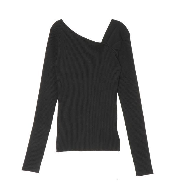 LAGUNAMOON「アシンメトリータックニットプルオーバー」|ニット・セーター|ブラック