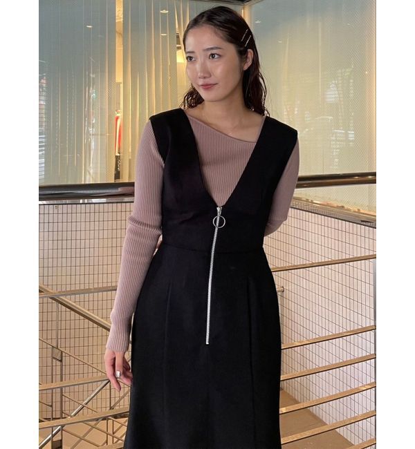 LAGUNAMOON「アシンメトリータックニットプルオーバー」|ニット・セーター|ピンク