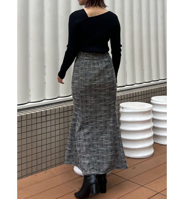 LAGUNAMOON「カットツイードフロントZIPスカート」|スカート|