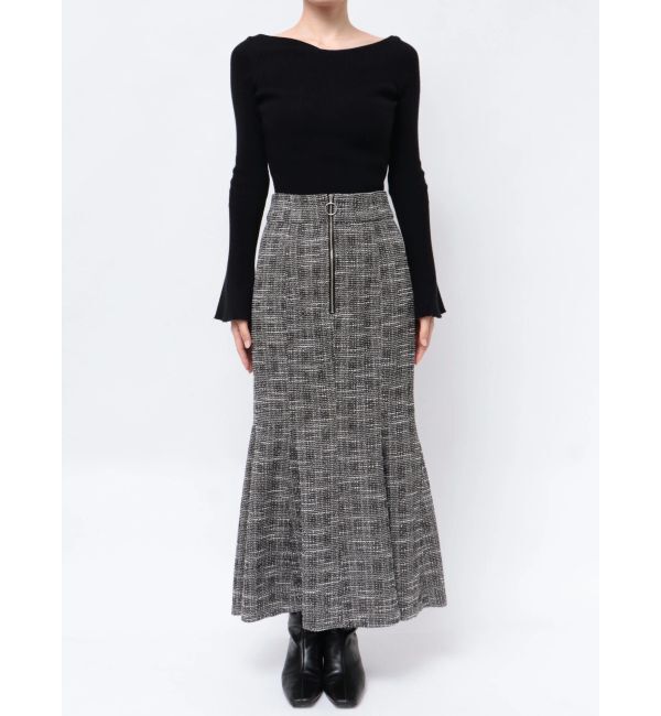LAGUNAMOON「カットツイードフロントZIPスカート」|スカート|