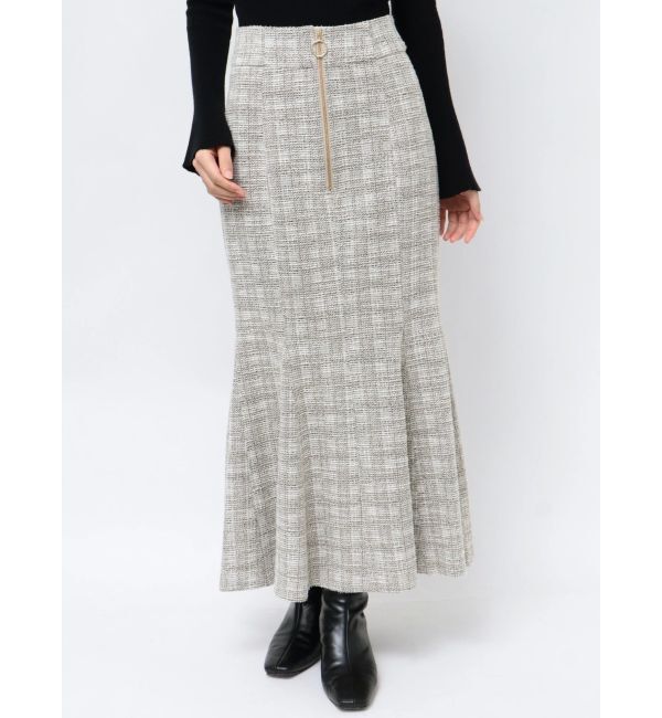 LAGUNAMOON「カットツイードフロントZIPスカート」|スカート|