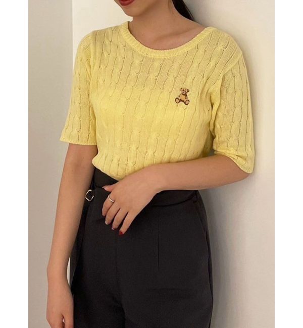 LAGUNAMOON「【POLO BCSコラボ】ベアケーブルニットプルオーバー」|ニット・セーター|イエロー