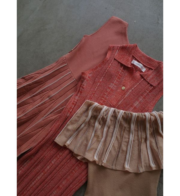 LAGUNAMOON「MIXストライプオフショルニットトップス」|ニット・セーター|