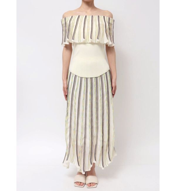 LAGUNAMOON「MIXストライプオフショルニットトップス」|ニット・セーター|