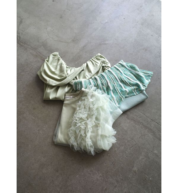 LAGUNAMOON「MIXストライプオフショルニットトップス」|ニット・セーター|