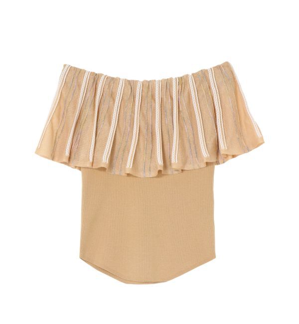 LAGUNAMOON「MIXストライプオフショルニットトップス」|ニット・セーター|