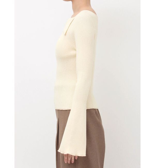 LAGUNAMOON「アシンメトリーラペルリブニットプルオーバー」|ニット・セーター|