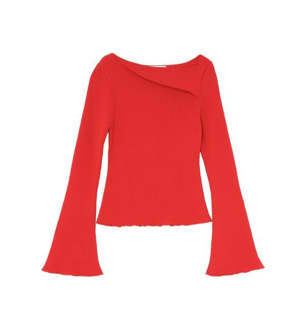 LAGUNAMOON「アシンメトリーラペルリブニットプルオーバー」|ニット・セーター|