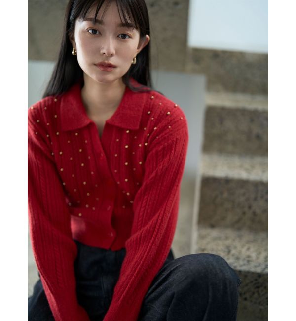 LAGUNAMOON「ビジューカーデニットプルオーバー」|カーディガン|