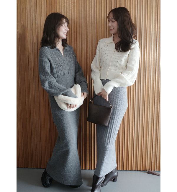 LAGUNAMOON「ビジューカーデニットプルオーバー」|カーディガン|