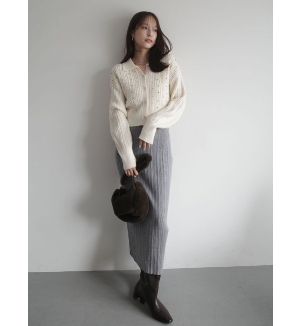 LAGUNAMOON「ビジューカーデニットプルオーバー」|カーディガン|