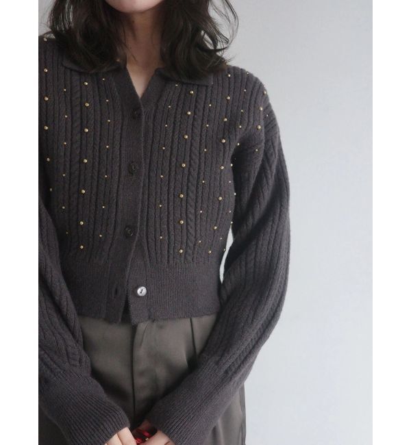 LAGUNAMOON「ビジューカーデニットプルオーバー」|カーディガン|