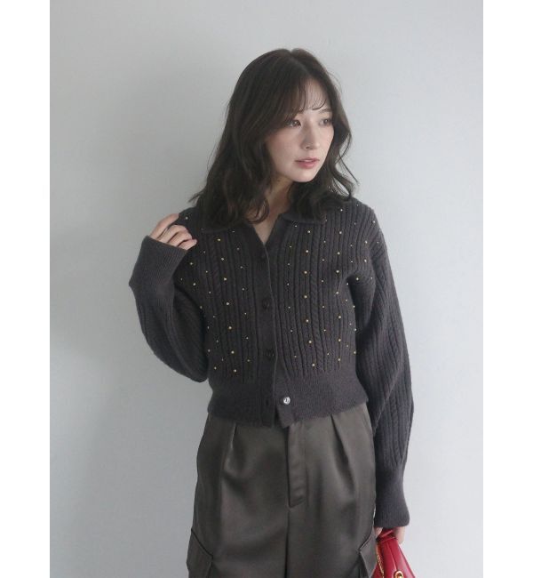 LAGUNAMOON「ビジューカーデニットプルオーバー」|カーディガン|