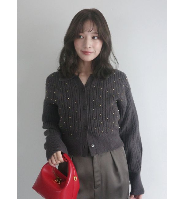 LAGUNAMOON「ビジューカーデニットプルオーバー」|カーディガン|