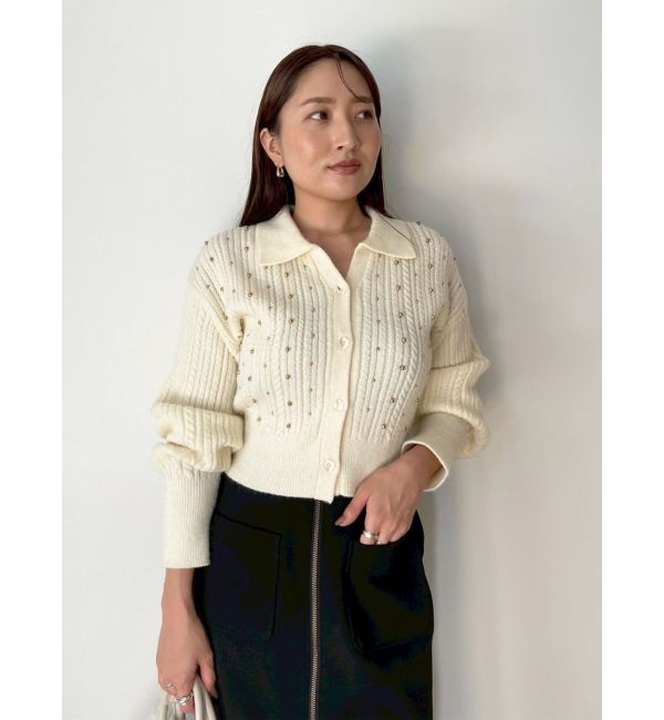 LAGUNAMOON「ビジューカーデニットプルオーバー」|カーディガン|