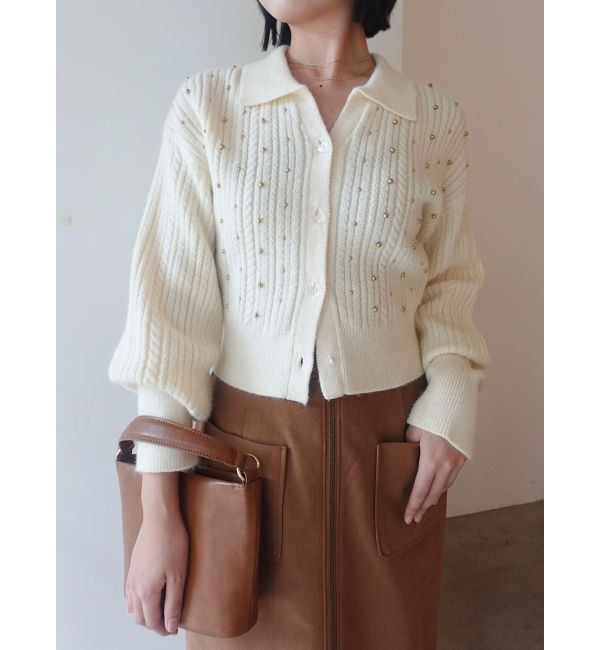 LAGUNAMOON「ビジューカーデニットプルオーバー」|カーディガン|