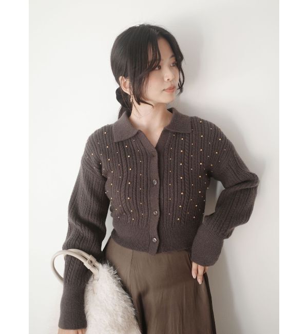 LAGUNAMOON「ビジューカーデニットプルオーバー」|カーディガン|
