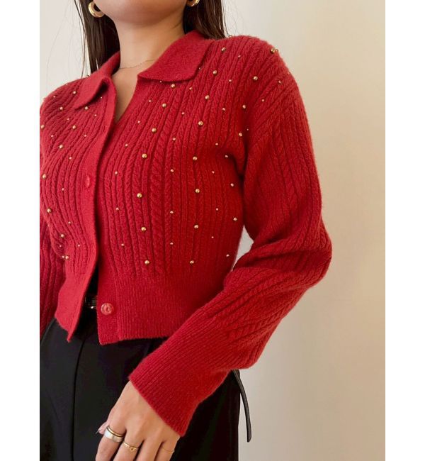 LAGUNAMOON「ビジューカーデニットプルオーバー」|カーディガン|