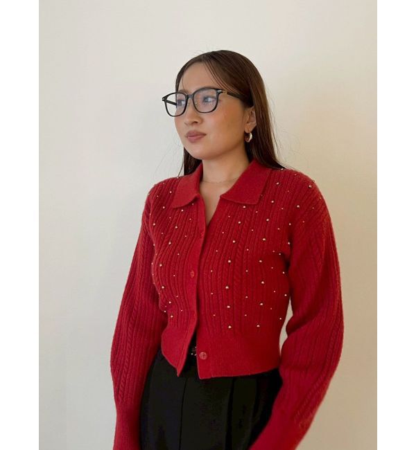 LAGUNAMOON「ビジューカーデニットプルオーバー」|カーディガン|