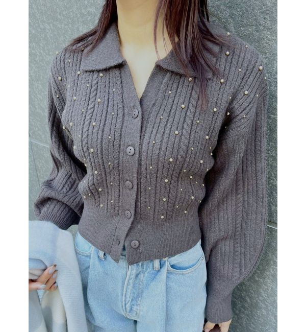 LAGUNAMOON「ビジューカーデニットプルオーバー」|カーディガン|