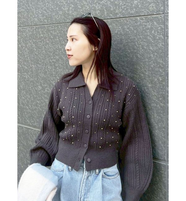 LAGUNAMOON「ビジューカーデニットプルオーバー」|カーディガン|