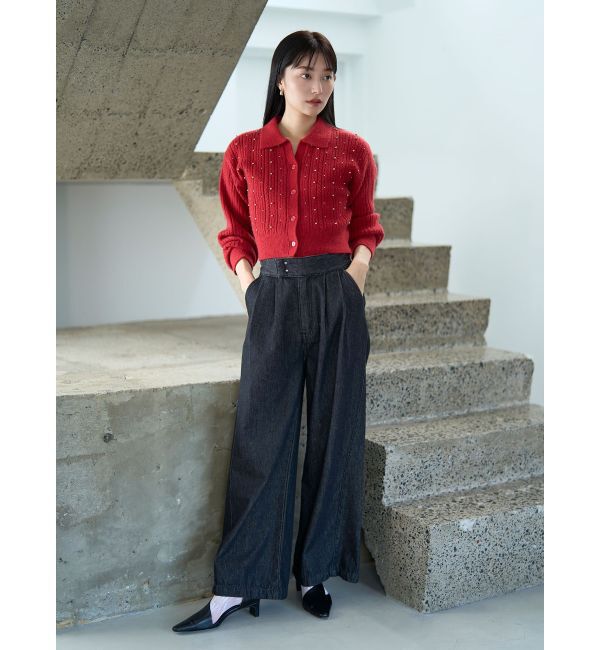 LAGUNAMOON「ビジューカーデニットプルオーバー」|カーディガン|