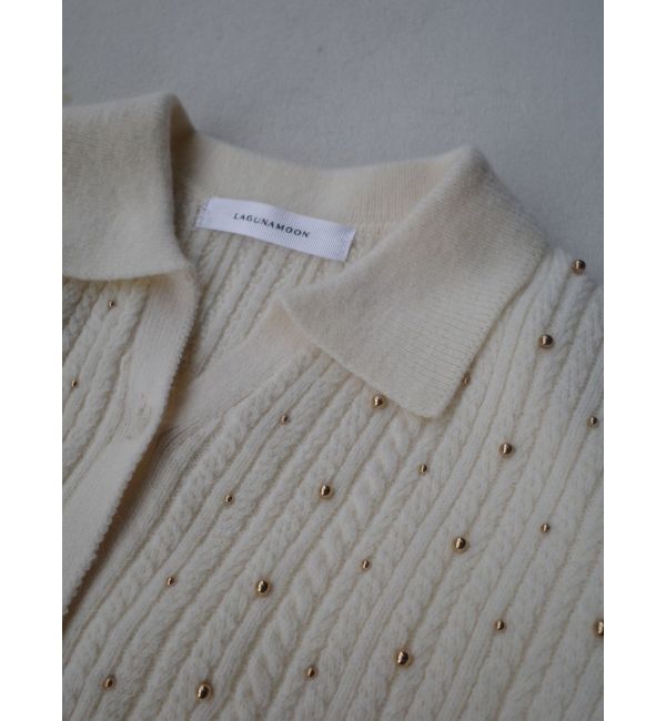 LAGUNAMOON「ビジューカーデニットプルオーバー」|カーディガン|