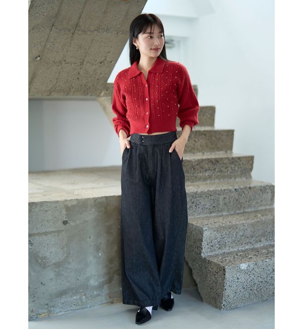 LAGUNAMOON「ビジューカーデニットプルオーバー」|カーディガン|