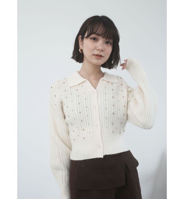 LAGUNAMOON「ビジューカーデニットプルオーバー」|カーディガン|